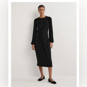 NEW WITH TAGS! BODEN Crew Neck Knot Detail Dress in Black, 6R